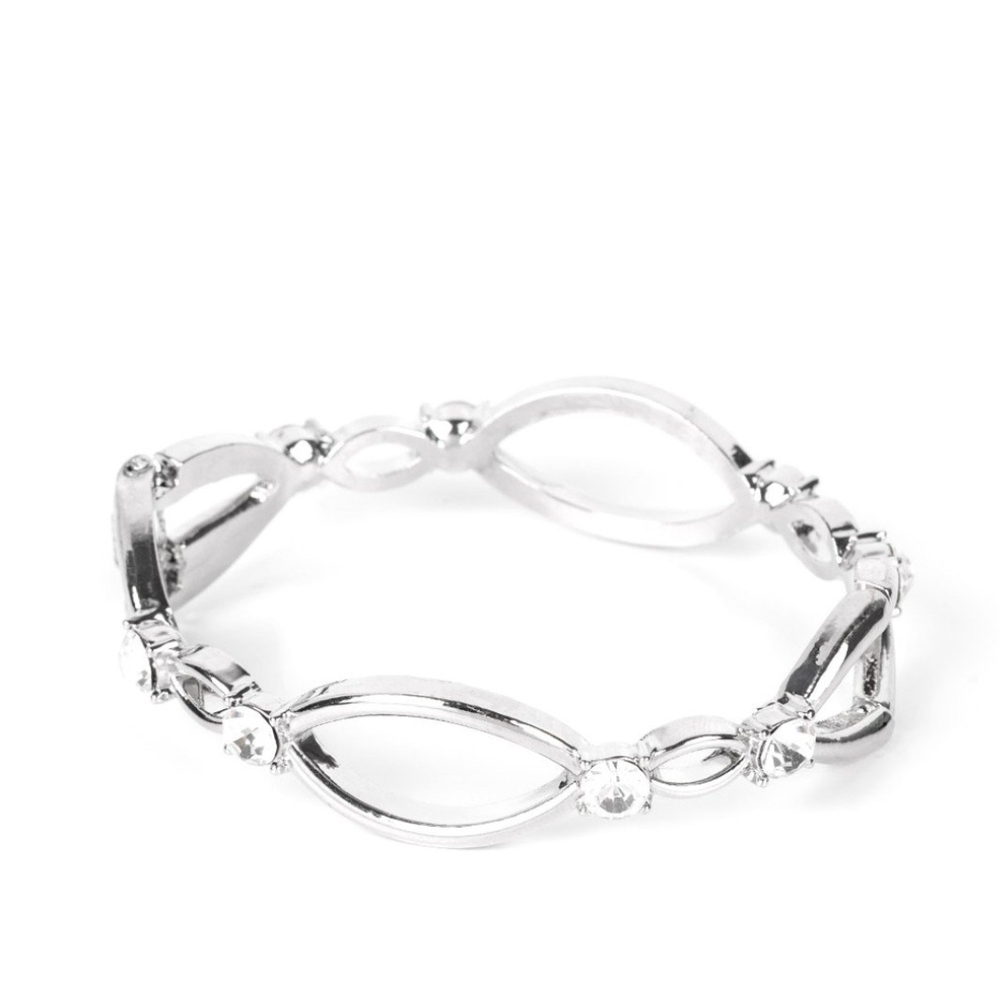 Paparazzi Silver Modern Oval Link Bracelet Interwoven illusion White Jewelry